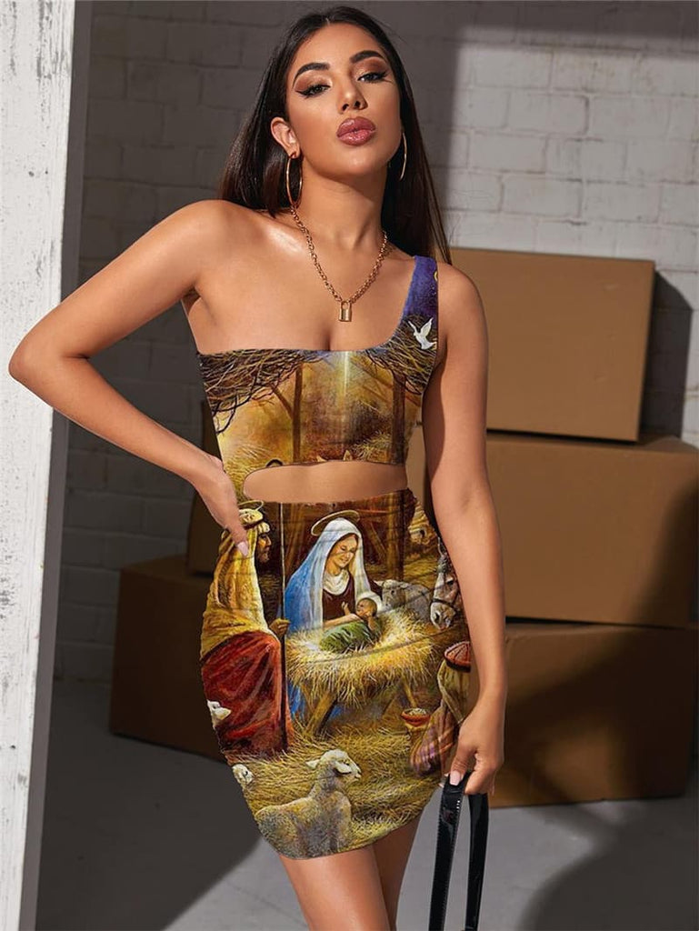 Jesus Dresses Women Christian Pleating Angel 3d Print Animal Vestido Sexy Galaxy Hollow out Dresses