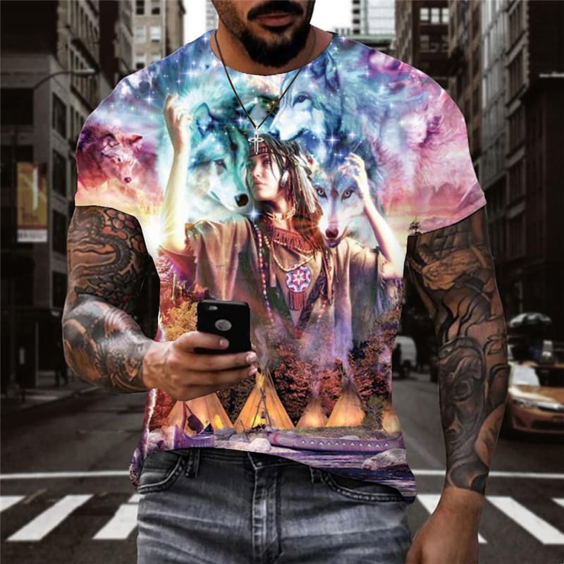 Wolf T-shirt Men Animal T-shirts 3d Galaxy Tshirts Casual Home Anime Clothes