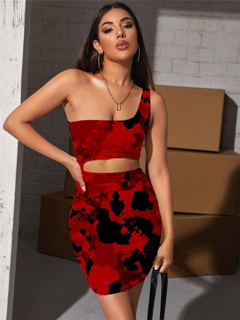 Camouflage Dresses Women Abstract Hollow out Dresses Psychedelic Halter Sleeveless Novel Vestido Sexy