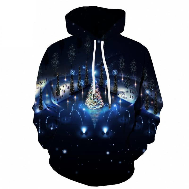 Christmas Sweatshirts men New Year 3d Printed Christmas Tree Hoodie Print Black Hoody Anime