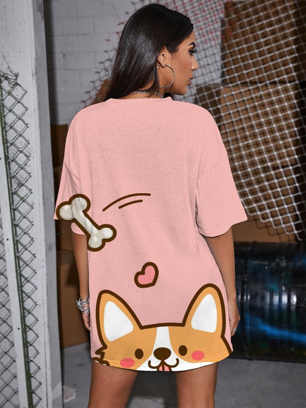 
Animal T Shirt Women Dog Punk Rock Love Shirt Print Bone Tshirt Printed Lovely Gothic
                