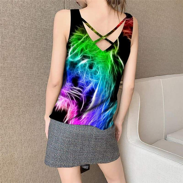 
Lion Tank-Top women Animal Vest Print Anime Sleeveless 3d Colorful Funny Top Flame Vest Printed - KYKU
                