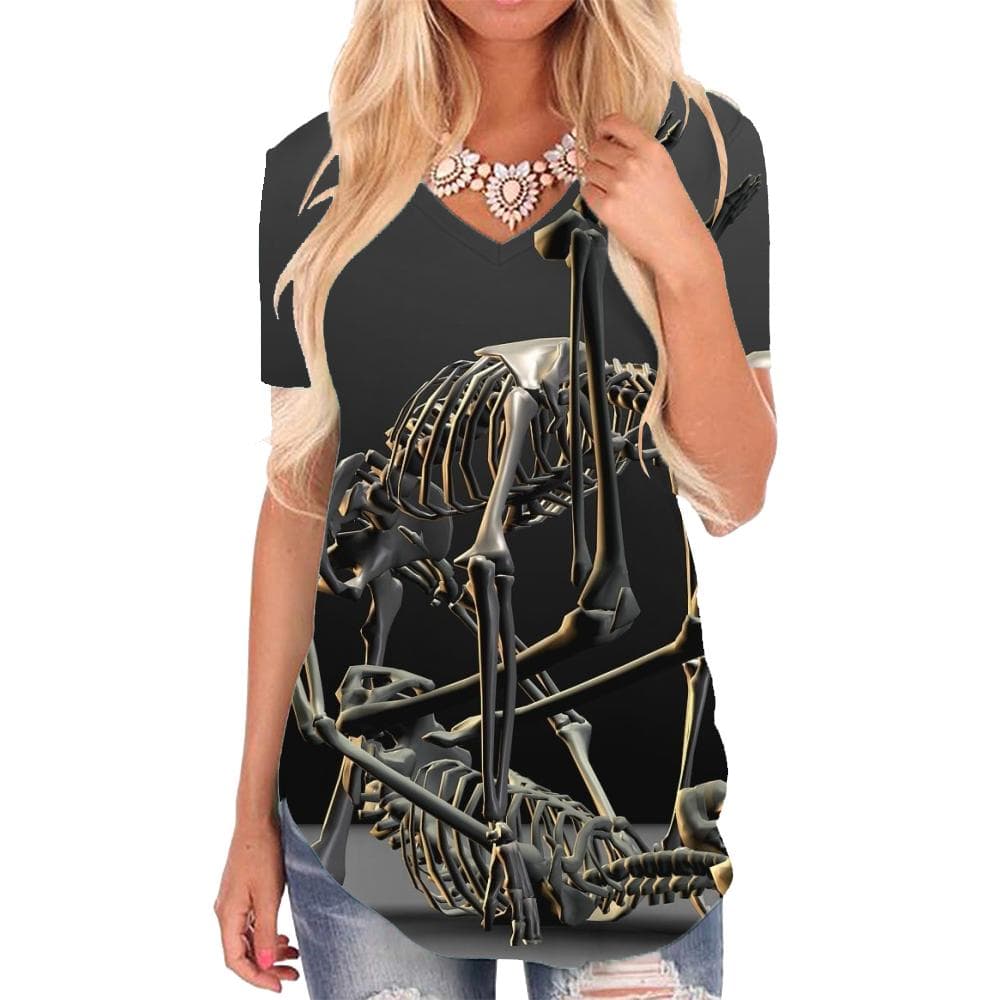 Skull T-shirt women Skeleton Funny T shirts Rock T-shirts 3d Hip Hop Shirt Print