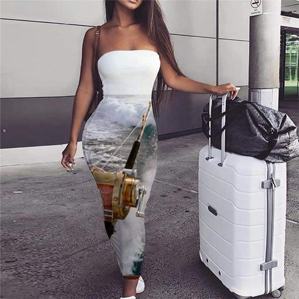 Fishing Dress Women Ocean Boho Waves sleeveless Hip Hop Vestido Sexy - KYKU