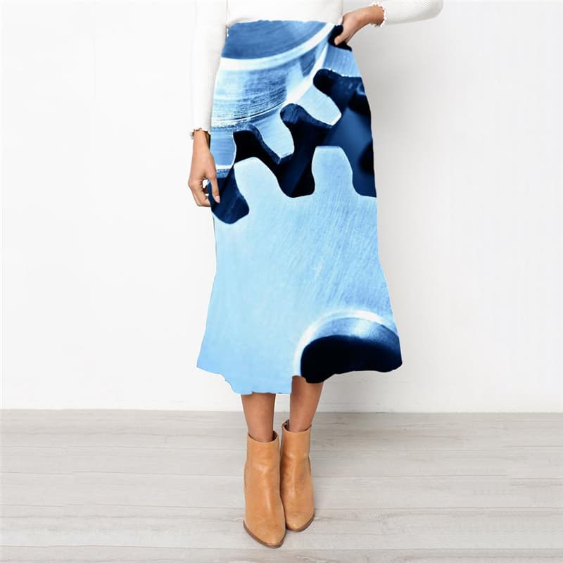 Metal Skirt Women Engine Skirt Ladies Gear High waist skirts Punk Rock School skirt