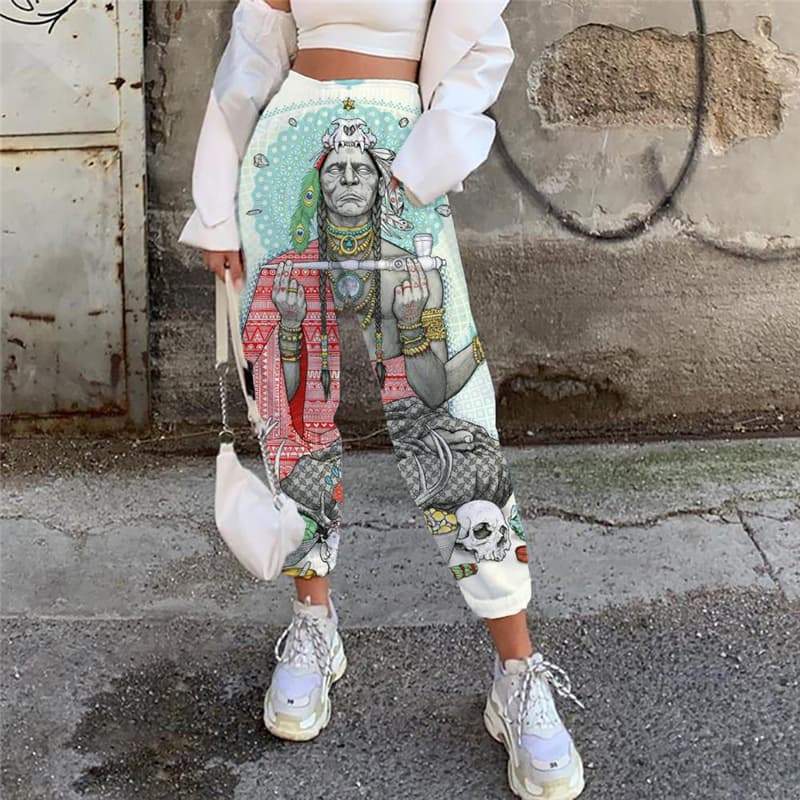 Indios Pants Women Skull Jogger Pants Food 3d Printed Animal High Waist Pants - KYKU