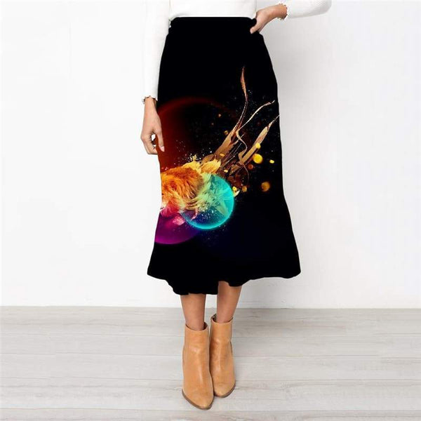 Lion Skirt Women Animal Skirt Ladies Anime School skirt Colorful Rock Frauen Flame High waist skirts - KYKU