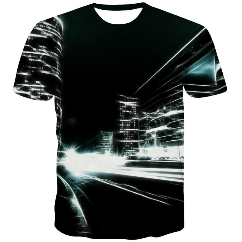 City T shirts Men Aurora Tshirt Printed Black Tshirts Casual Short Sleeve
