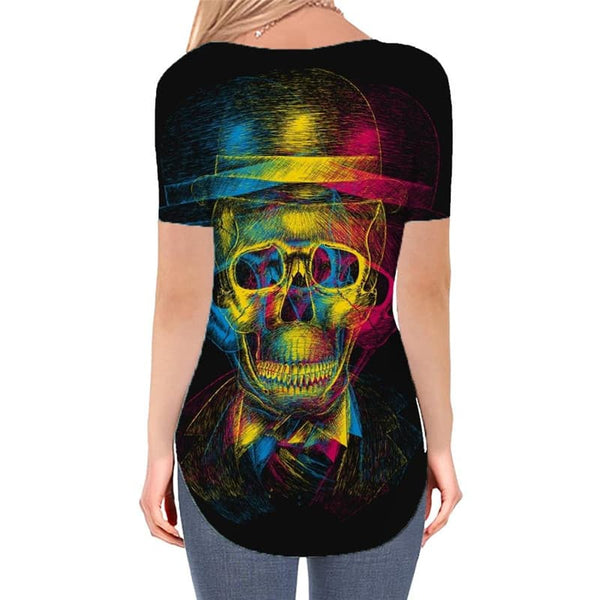 
Skull T Shirt Women Punk V-neck Tshirt Psychedelic Shirt Print Hat Funny T shirts
                