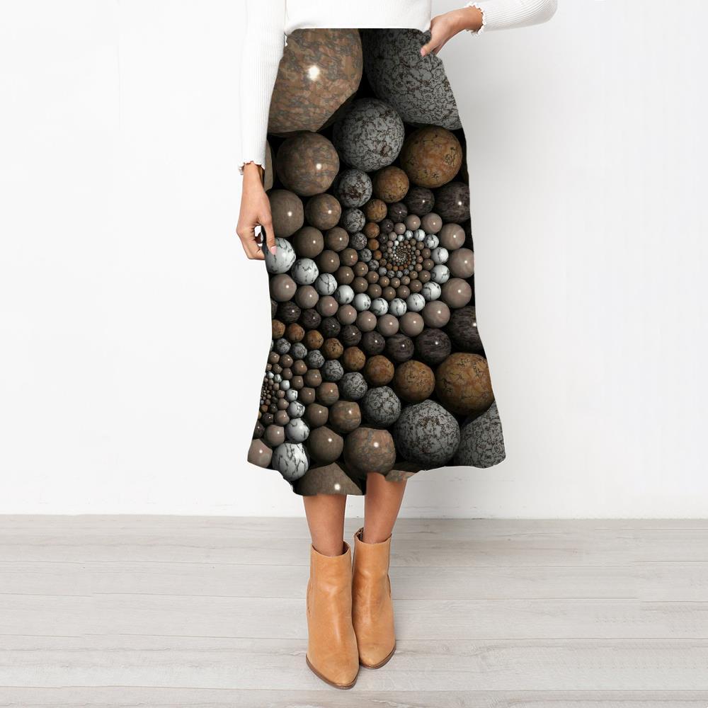 Geometric Skirts Women Psychedelic School skirt Vortex Skirt Ladies Three-Dimensional Ball High waist skirts - KYKU
