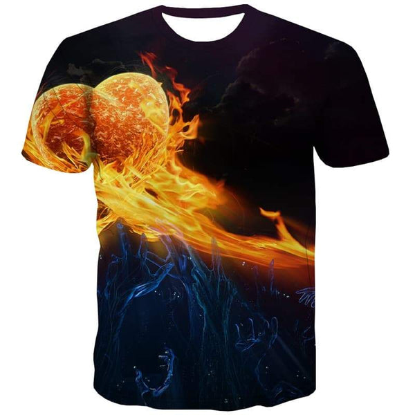 Flame T shirts Men Colorful T shirts Funny Novel Tshirts Novelty Harajuku Tshirt Anime Black Tshirts Casual - KYKU