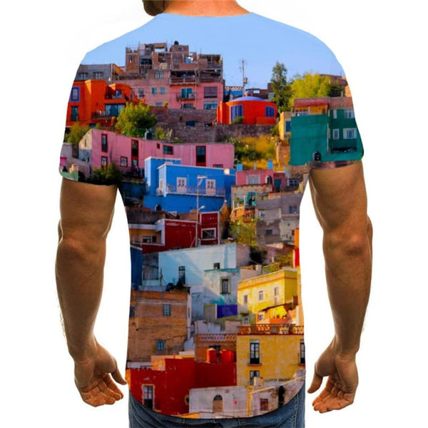 
City T-shirt Men House Shirt Print Colorful Anime Clothes Harajuku Tshirt Printed
                