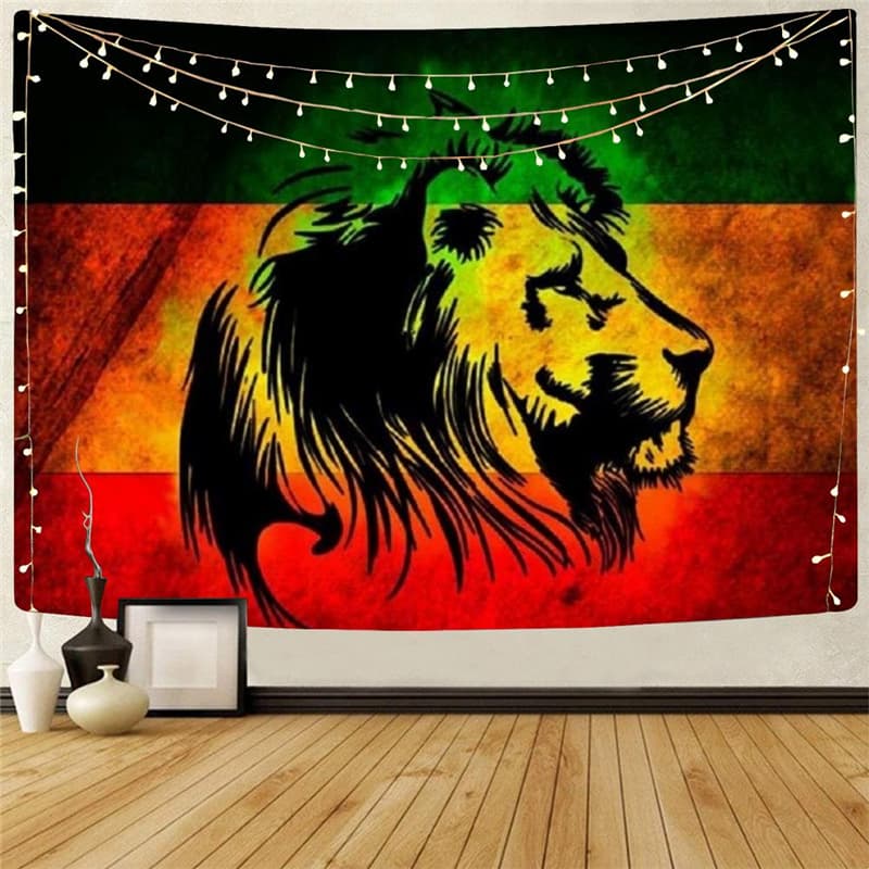 Lion Tapiz Animal Tenture Mandala Anime Tapestries Colorful Rug Wall Street Wall Tapestry