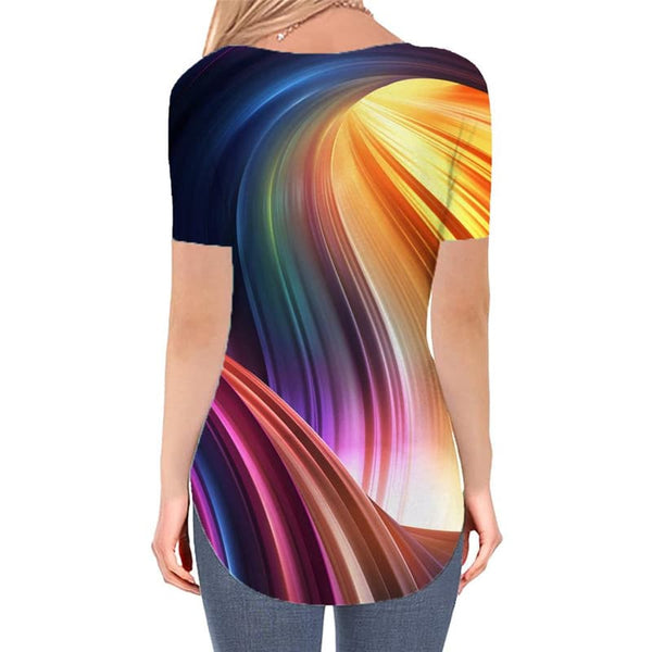 
Geometric T Shirt Women Psychedelic Funny T shirts Vortex Tshirts Printed Color V-neck Tshirt
                