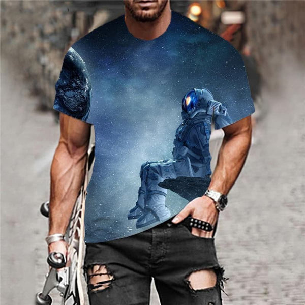 
Astronaut T-shirt Men Earth Tshirts Casual Space T-shirts 3d Galaxy Funny T shirts
                