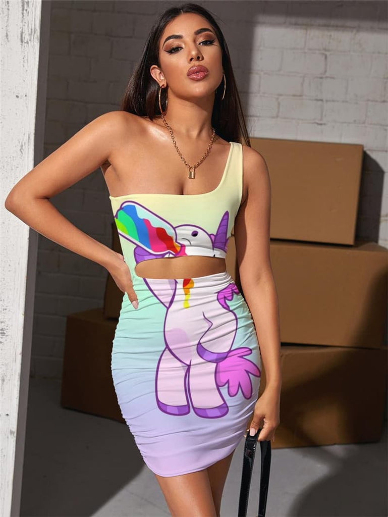 Unicorn Dress Women Animal Vestido Sexy Rainbow Pleating Gradient Hollow out Dresses | 3d T Shirts Online kykuclothing.com Unicorn Dress Women Animal Vestido Sexy Rainbow Pleating Gradient Hollow out Dresses | 3d T Shirts Online kykuclothing.com