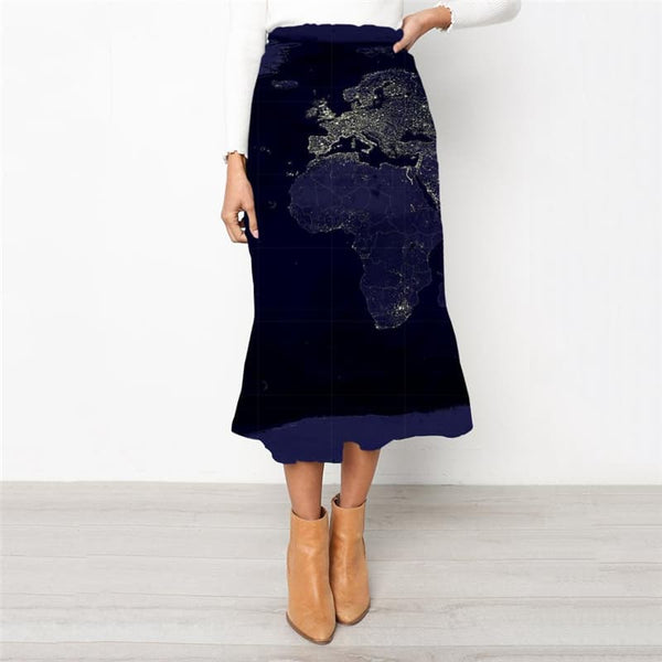 Abstract Skirts Women Psychedelic High waist skirts Map Skirt Ladies