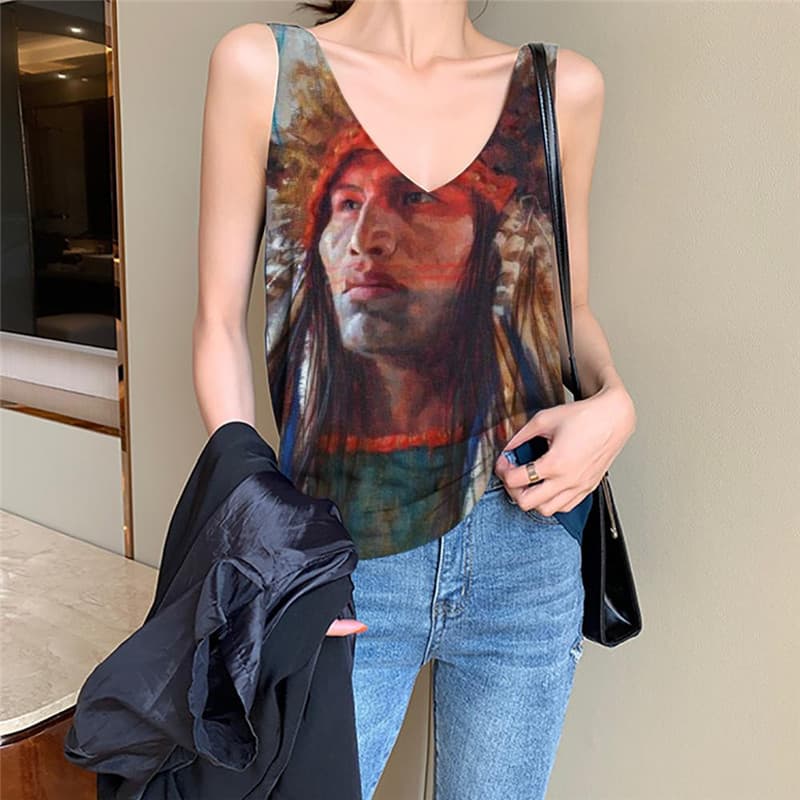 Indios Tank Top Women Graffiti Tank Tops Casual Art Vest Print Colorful Sleeveless 3d