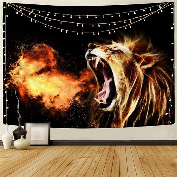 Lion Tapiz Animal Rug Wall Anime Tenture Mandala Flame Home Tapestrys Harajuku Wall Tapestry