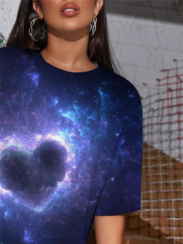 
Love T Shirt Women Couples T-shirts 3d Galaxy Gothic Womens Clothing Short
                