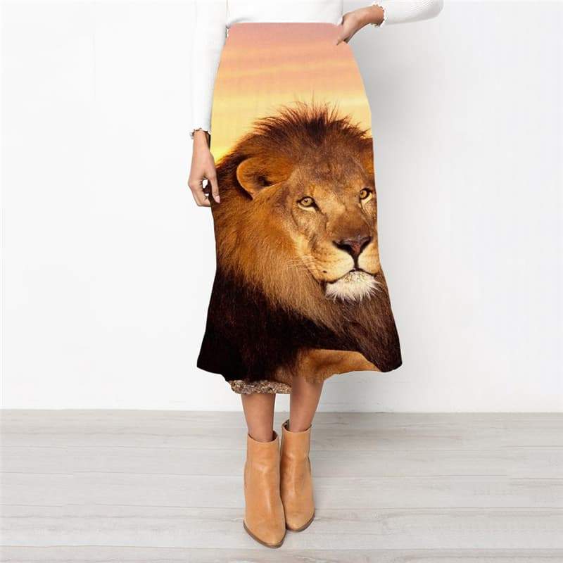 Lion Skirt Women Animal High waist skirts Anime School skirt Pink Clouds Rock Frauen Street Skirt Ladies - KYKU