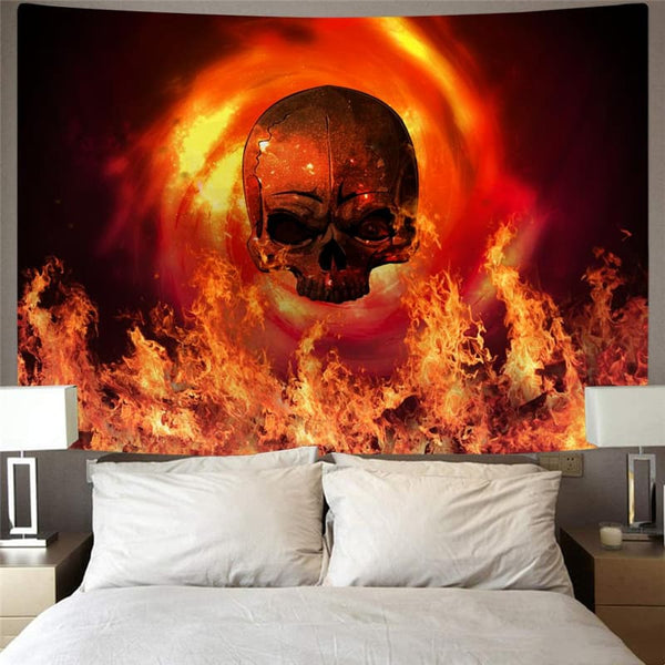 
Skull Tapestry Punk Wall Tapestry Flame Tapestries Red Rug Wall Decor Mandala
                
