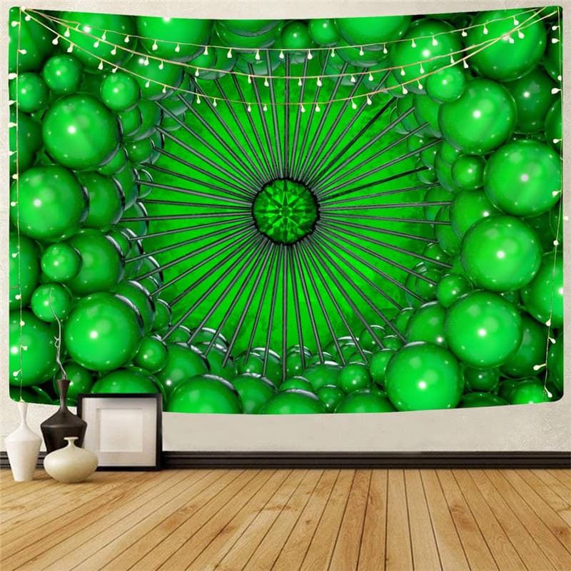 Geometric Tapiz Psychedelic Home Tapestrys Vortex Rug Wall Ball Wall Tapestry Green Tapestries