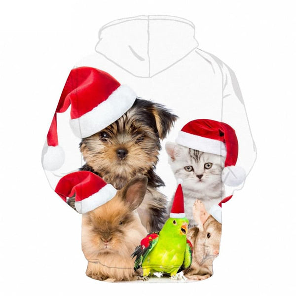 
Christmas Sweatshirts men Animal Hooded Casual Hip Hop 3d Printed New Year Hoody Anime
                