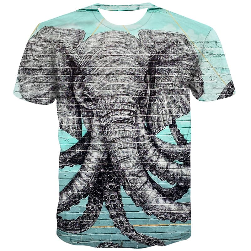 Elephant T shirts Men Animal Tshirts Casual Art T-shirts Graphic Harajuku T-shirts 3d - KYKU