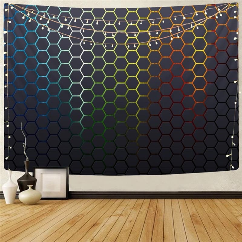 Geometric Tapiz Psychedelic Tapestries Vortex Tenture Mandala Honeycomb Wall Tapestry Square Rug Wall
