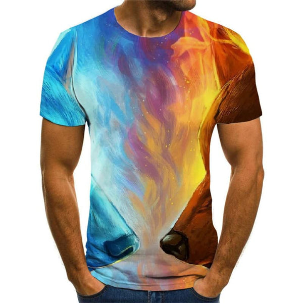 
Wolf T shirt Men Animal Tshirts Casual War Tshirt Printed Flame Shirt Print
                