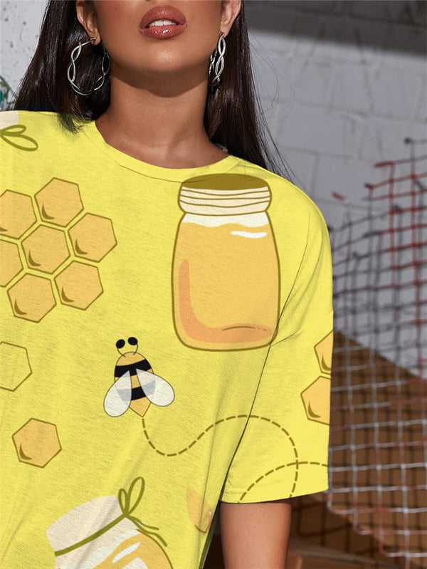 
Bee T-shirt Women Honey Tshirt Printed Animal Summer Harajuku Funny T shirts
                