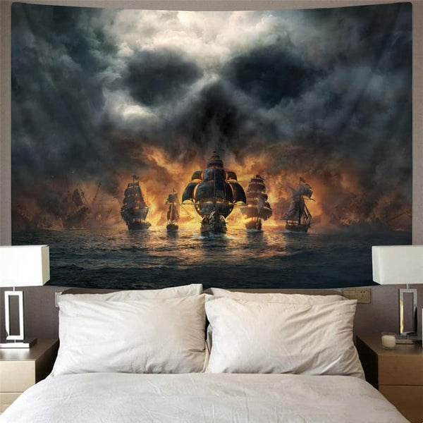 
Skull Tapiz Punk Tapestries Cloud Home Tapestrys Pirate Tenture Mandala Captain Rug Wall
                