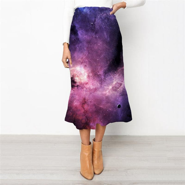Galaxy Skirt Women Space High waist skirts Nebula Rock Frauen Universe School skirt
