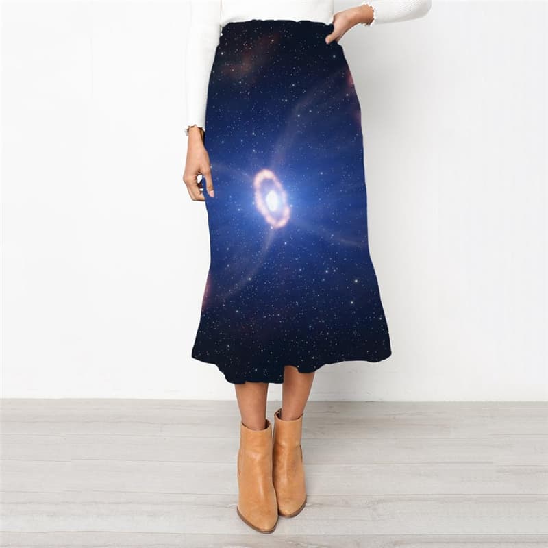 Galaxy Skirt Women Space School skirt Universe High waist skirts Radar Rock Frauen