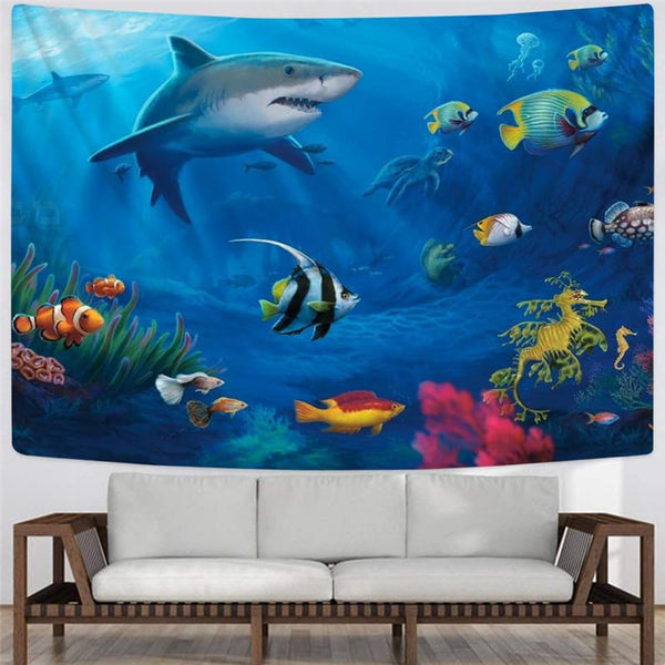 
Shark Tapiz Fish Wall Tapestry Animal Home Tapestrys Ocean Tapestries Blue Rug Wall
                