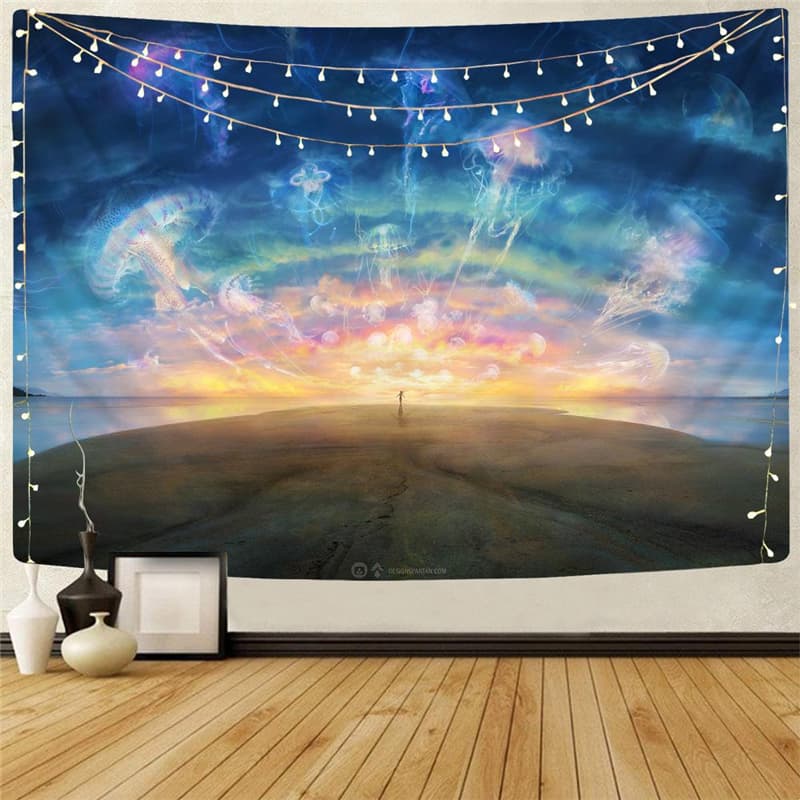 Jellyfish Tapiz Character Tenture Mandala Psychedelic Wall Tapestry Galaxy Home Tapestrys Nebula Rug Wall