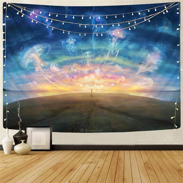 Jellyfish Tapiz Character Tenture Mandala Psychedelic Wall Tapestry Galaxy Home Tapestrys Nebula Rug Wall