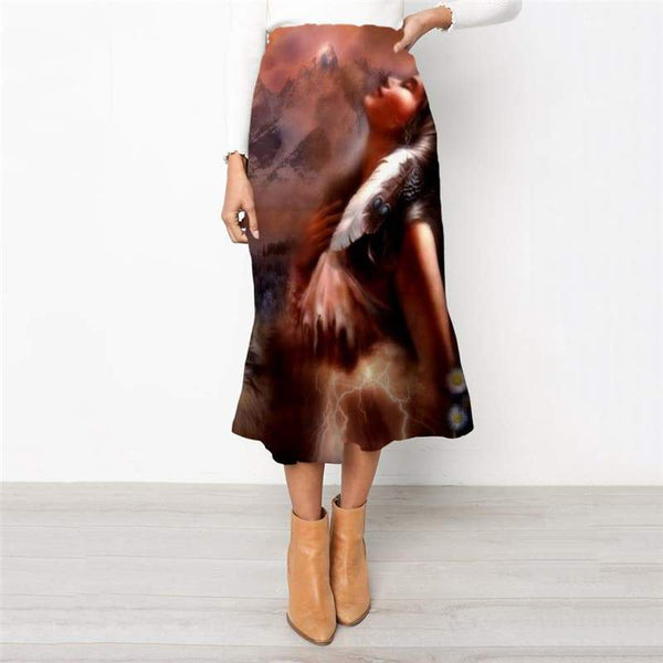 Indios Skirts Women Wolf Rock Frauen Lovely School skirt Womens Clothing Casual - KYKU