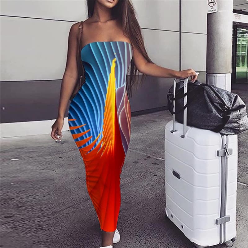 Abstract Dress Women Colorful Sundress Dizziness Party Funny Ladies Dresses