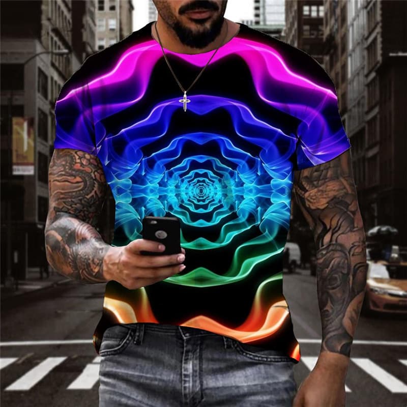 Colorful T shirt Men Smoke Tshirt Printed Rainbow Shirt Print Art T-shirts 3d