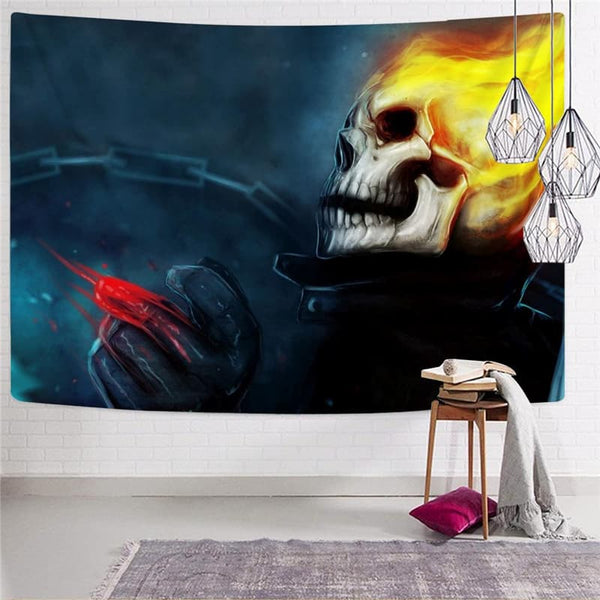 
Skull Tapiz Punk Tapestries Flame Rug Wall Iron Chain Wall Tapestry Wall Hanging
                