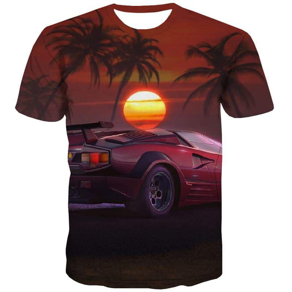 Sunset T shirts Men Coconut T-shirts Graphic Car Tshirt Printed Harajuku Tshirts Casual - KYKU