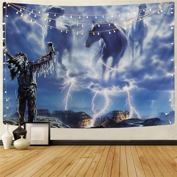 Indios Tapiz Horse Wall Tapestry Lightning Tenture Mandala War Tapestries