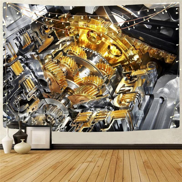 Metal Tapiz Engine Wall Tapestry Gear Tapestries Hip Hop Home Tapestrys