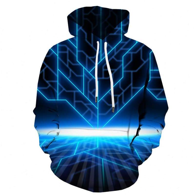Technology Hoodie Men Grid Hooded Casual Aurora 3d Printed Unisex Funny Casual - KYKU