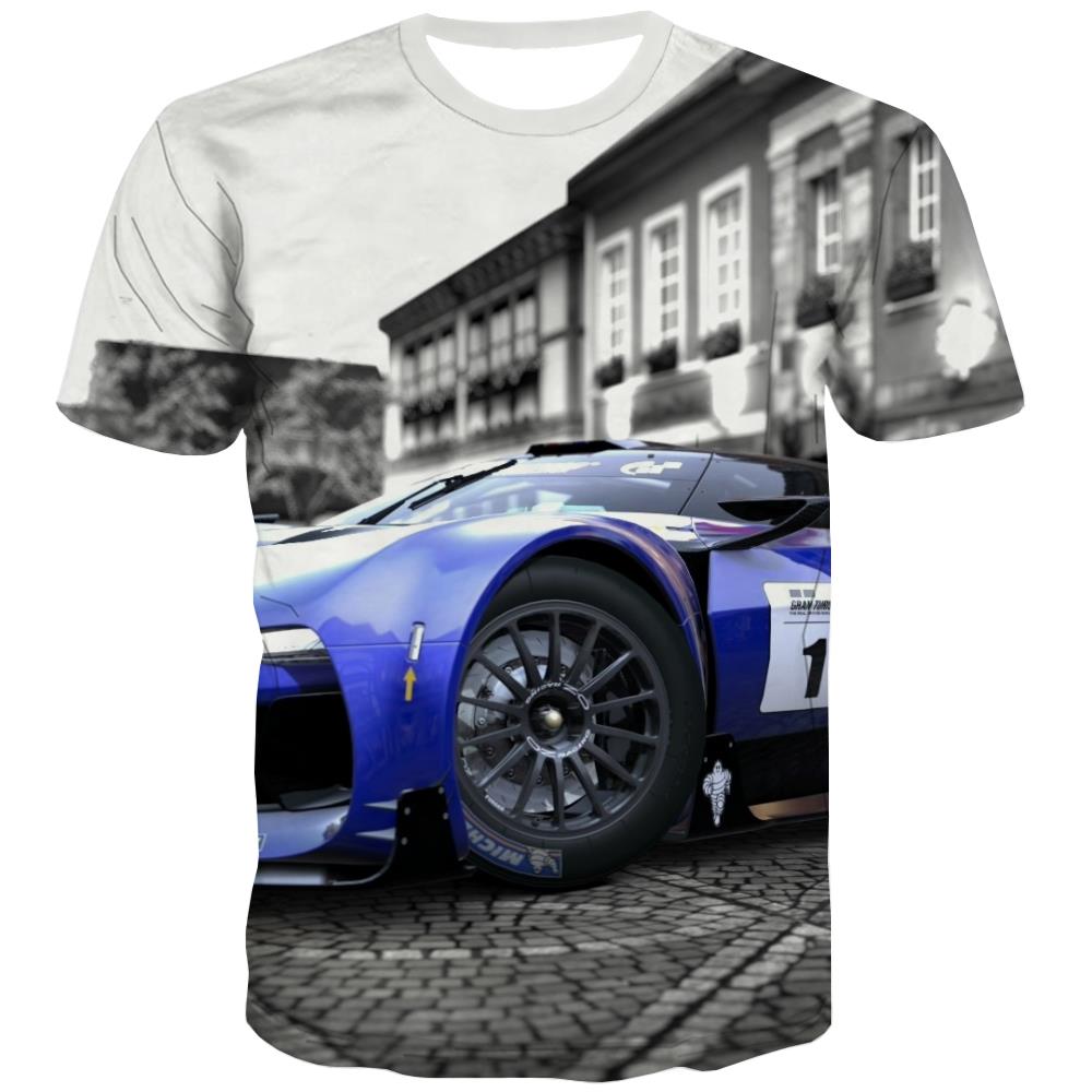 Racing Car T-shirt Men Metal Tshirts Casual City Tshirts Novelty Gray Tshirt Anime Retro Shirt Print
