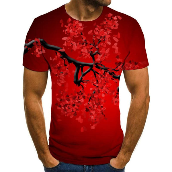 
Cherry Blossoms T-shirt Men Red Anime Clothes Romantic Tshirts Casual Love T-shirts 3d
                
