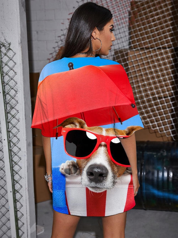 
Dog T-shirt Women Animal Tshirt Printed Hip Hop Gothic Rock Summer
                