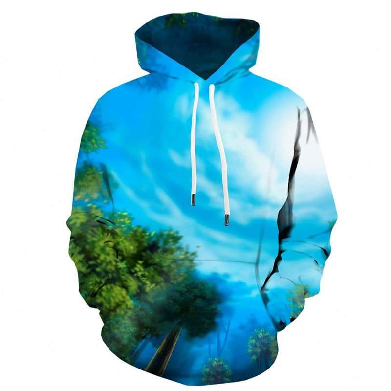 Landscape Sweatshirts men Sky Hooded Casual Number Sweatshirt Printed Graffiti Hoodie Print - KYKU